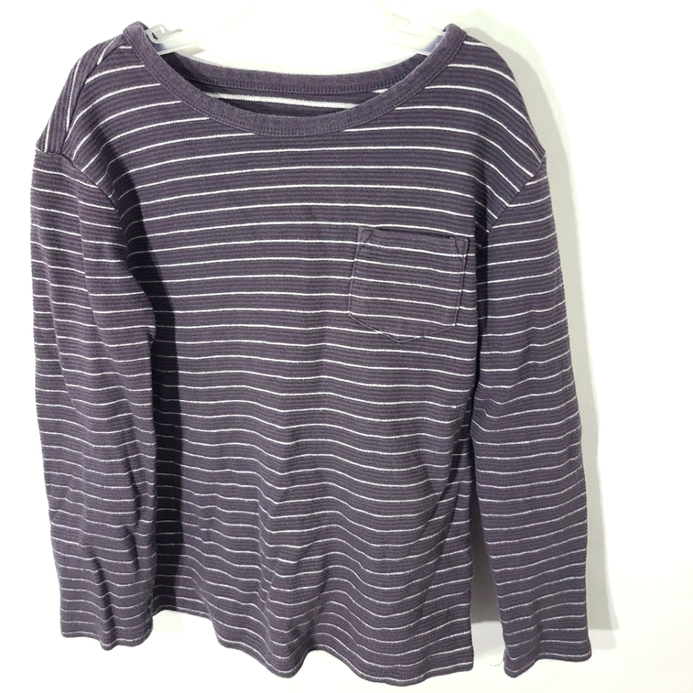 Cat & Jack Boys Childs Kids Shirt Striped Gray and White‎ Top Long Sleeve